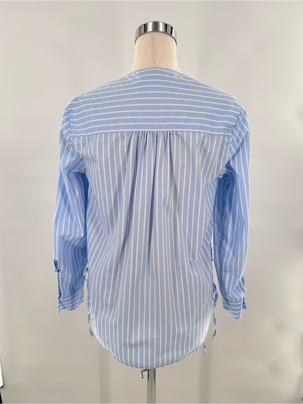 Mare Mare Anthropologie Blue White Striped Lace Up Sides Cotton Blouse Small - Picture 10 of 14
